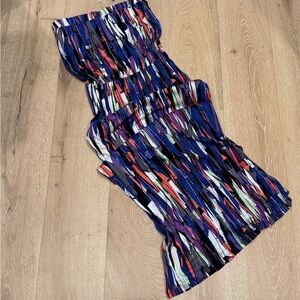 Price Firm NWOT Splendid Multi Color Abstract Strapless Maxi Dress, Size Medium.